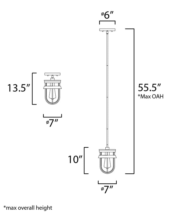 Maxim Breakwater 1-Light Outdoor Pendant / Semi-Flush Model: 10268CLBK