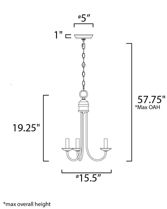 Maxim Logan 3-Light Candle Chandelier Model: 10343SN