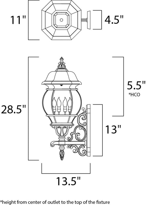 Maxim Crown Hill 4-Light Outdoor Wall Lantern Model: 1037BK