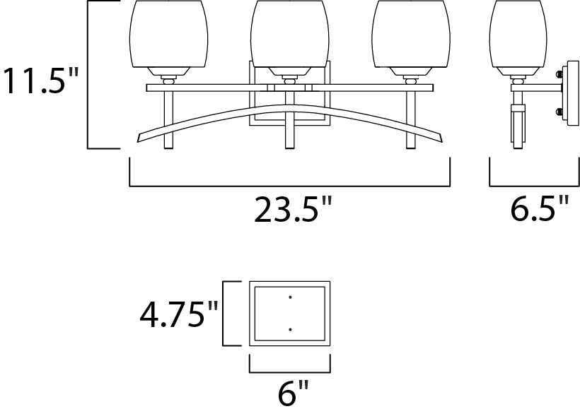 Maxim Asiana 3-Light Bath Vanity Model: 10993WSRC