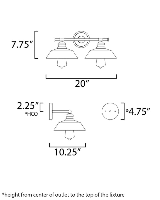 Maxim Willowbrook 2-Light Wall Sconce Model: 11192SWPC