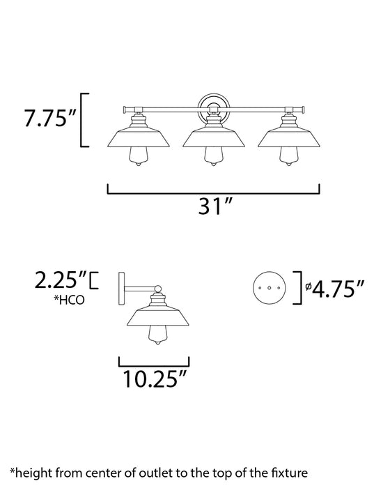 Maxim Willowbrook 3-Light Wall Sconce Model: 11193SWPC