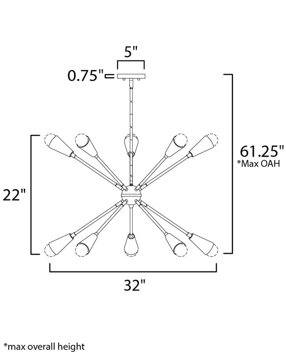 Maxim Lovell 10-Light Pendant with LED Bulbs Model: 11268BKSBR/BUL