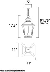 Maxim Knoxville 3-Light Outdoor Pendant Model: 1139CLBZ