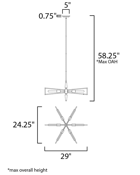 Maxim Wings 6-Light Chandelier Model: 11656BKSBR