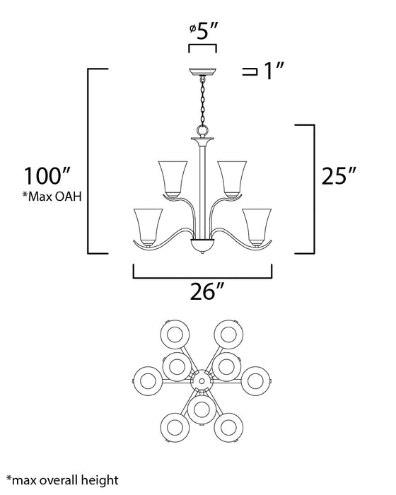 Maxim Vital 9-Light Chandelier Model: 12076FTSN