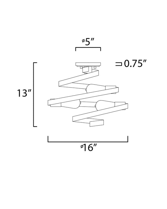 Maxim Twister 3-Light Semi-Flush Mount Model: 12230BKGLD