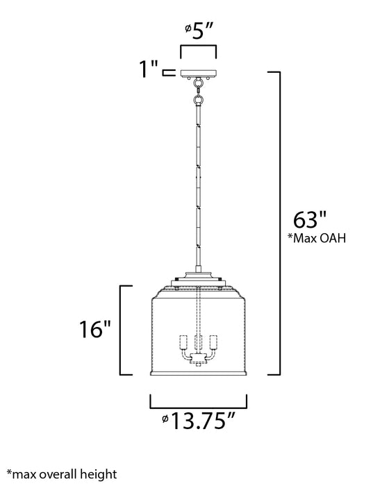 Maxim Acadia 3-Light Pendant Model: 12273CDBK