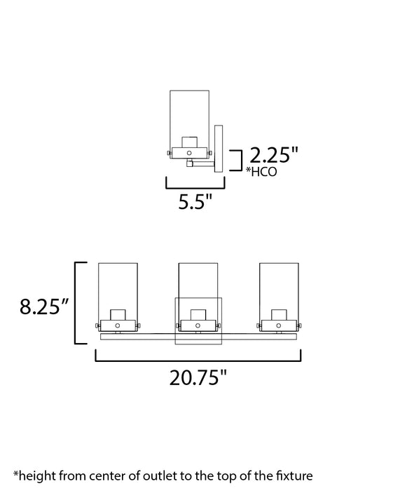 Maxim Pinn 3-Light Bath Vanity Model: 12403CLBKSBR