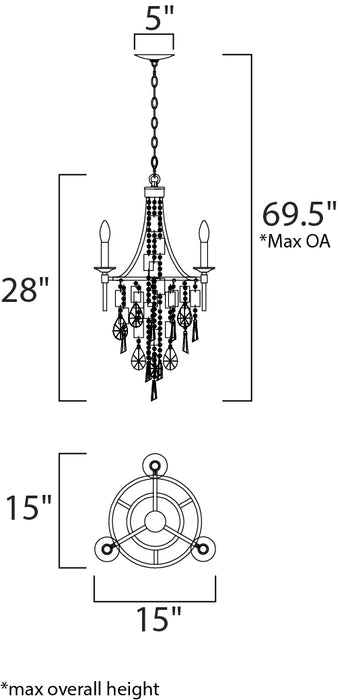 Maxim Cebu 3-Light Chandelier Model: 14423CZGS