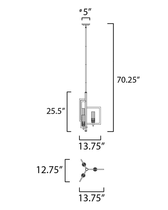 Maxim Flambeau 3-Light Chandelier Model: 16113CLBKAB