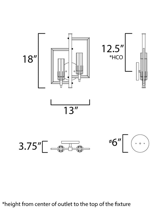 Maxim Flambeau 2-Light Wall Sconce Model: 16115CLBKAB