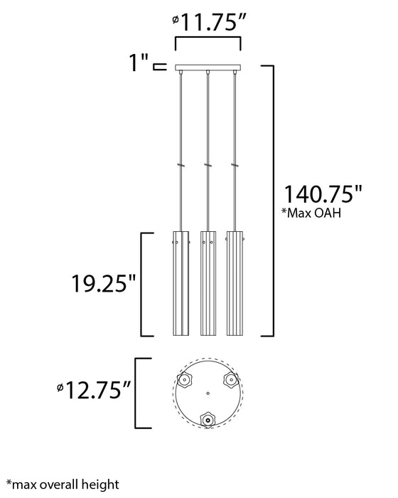 Maxim Flambeau 3-Light Pendant Model: 16123CLBKAB