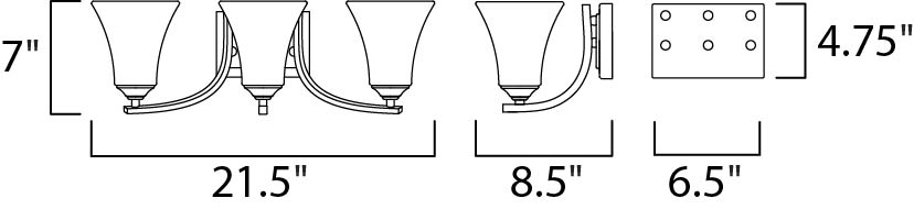 Maxim Aurora 3-Light Bath Vanity Model: 20100FTOI