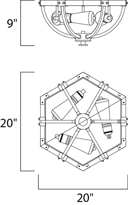 Maxim Lodge 3-Light Flush Mount Model: 20330WOBZ