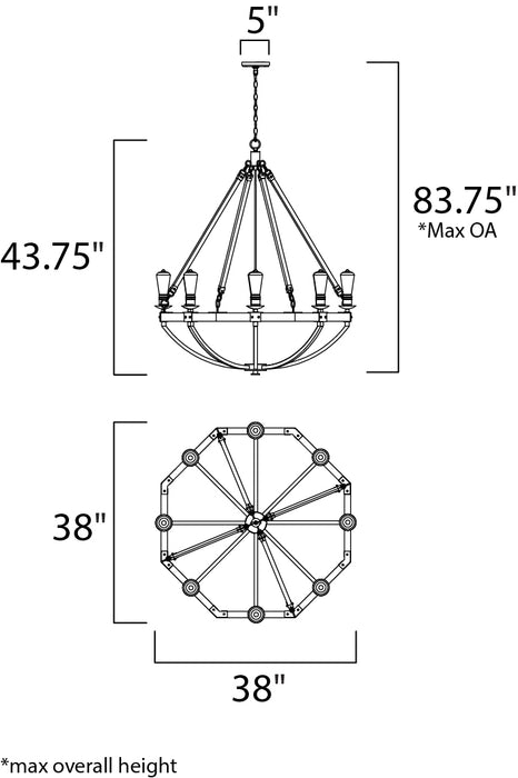 Maxim Lodge 8-Light Chandelier Model: 20338WOBZ