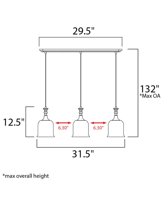 Maxim Centennial 3-Light Pendant Model: 20473CLPN