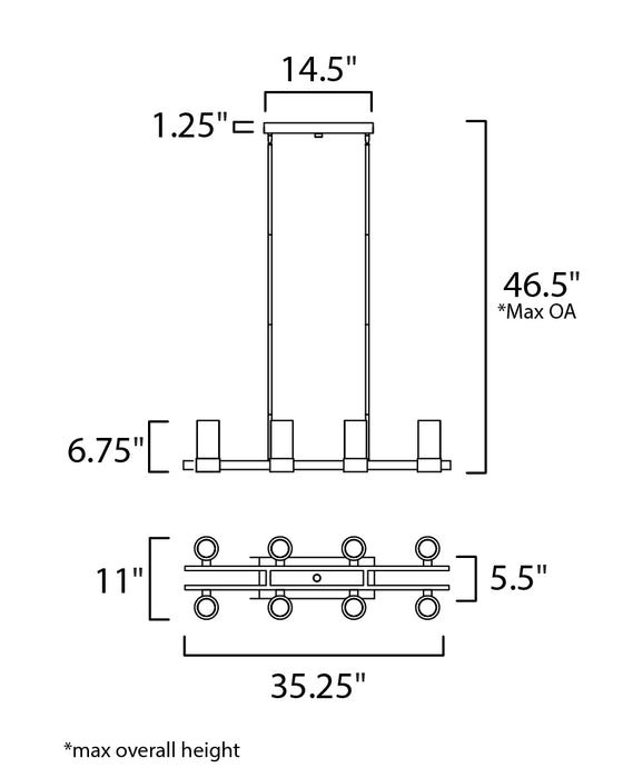 Maxim Sync 8-Light Linear LED Chandelier Model: 20908CLPC