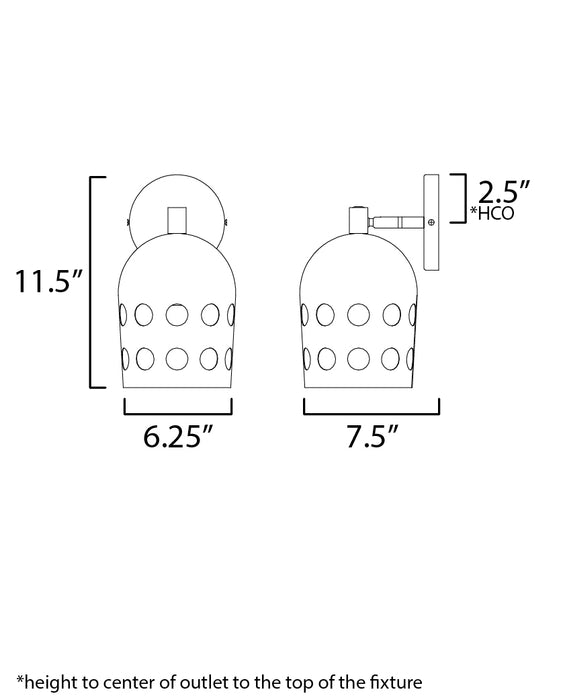 Maxim Dottie 1-Light Adjustable Sconce Model: 21241WTBK