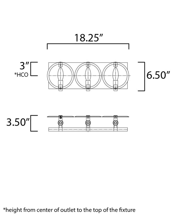 Maxim Looking Glass 3-Light Wall Sconce Model: 21293CLPC