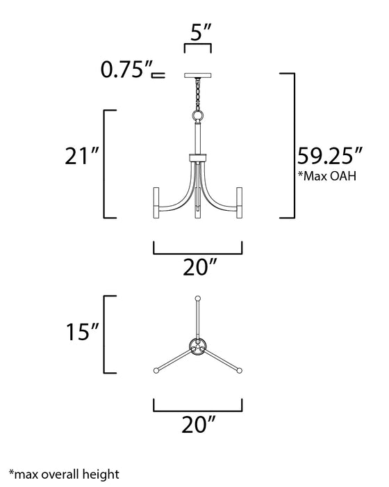 Maxim Lyndon 3-Light Chandelier Model: 21523SN