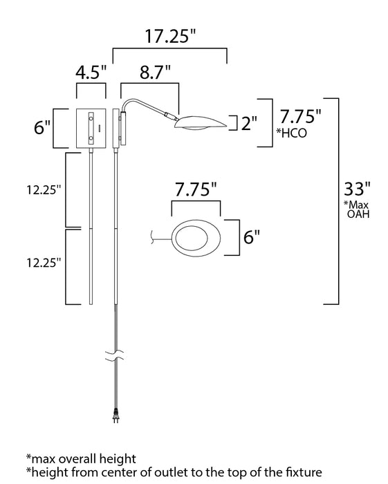 Maxim Scan 1-Light LED Pin-Up Wall Sconce Model: 21691BKSBR