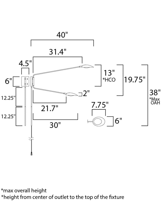 Maxim Scan 2-Light LED Pin-Up Wall Sconce Model: 21692BKSBR