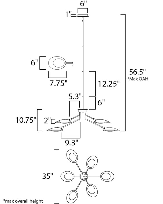 Maxim Scan 6-Light LED Pendant Model: 21696BKSBR