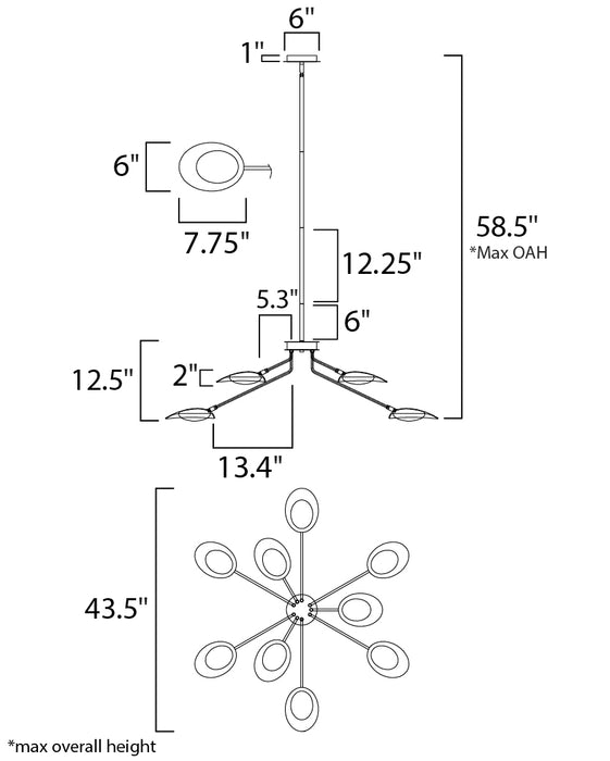 Maxim Scan 9-Light LED Chandelier Model: 21699BKSBR