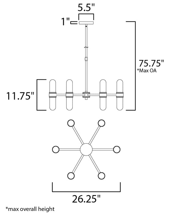 Maxim Dual 12-Light Chandelier Model: 21706CLBKAL