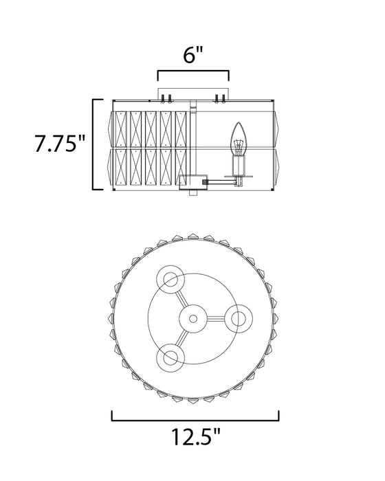 Maxim Madeline 3-Light Flush Mount Model: 21810BCBK