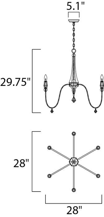 Maxim Claymore 6-Light Chandelier Model: 22436CSTGL