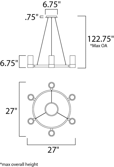 Maxim Silo 6-Light Chandelier With LED Bulbs Model: 23077CLFTPC/BUL