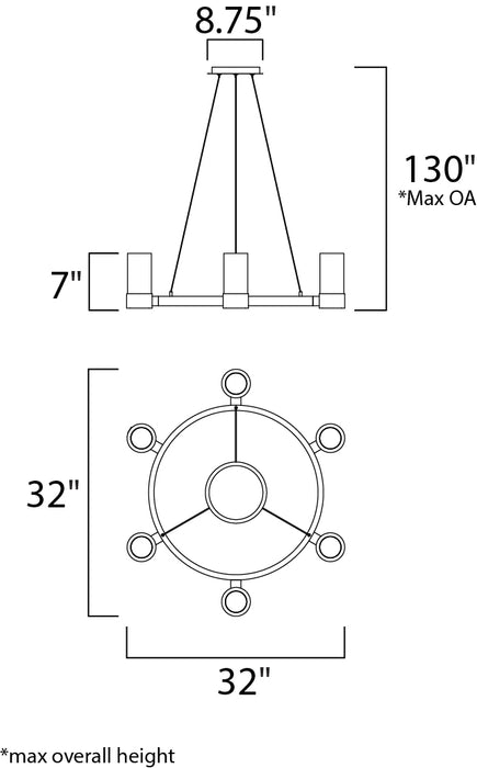 Maxim Silo 8-Light Chandelier Model: 23078CLFTPC