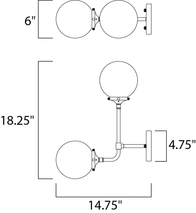 Maxim Atom 2-Light Wall Sconce Model: 24722WTBKPN