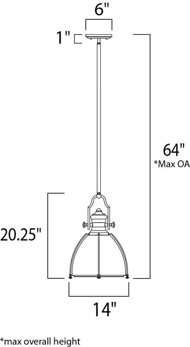 Maxim Hi-Bay 1-Light Pendant Model: 25003CLSN