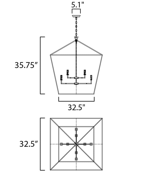 Maxim Abode 8-Light Chandelier Model: 25154GLTXB