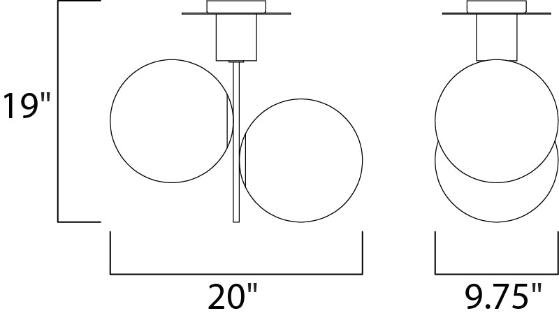 Maxim Vesper 2-Light Semi-Flush Model: 26032SWSBRBK