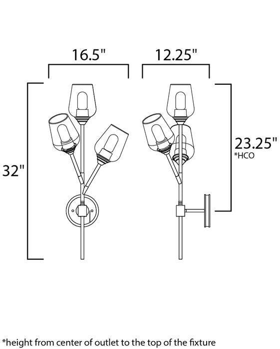 Maxim Savvy 3-Light Wall Sconce Model: 26341CLABBK