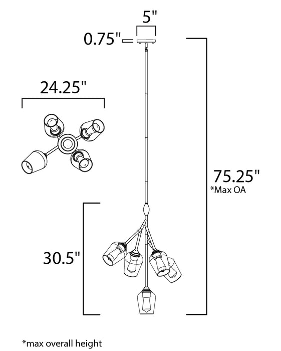 Maxim Savvy 5-Light Pendant Model: 26343CLABBK