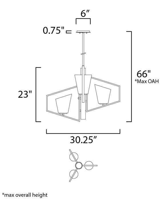 Maxim Oblique 3-Light Pendant Model: 26353SWGLDBK