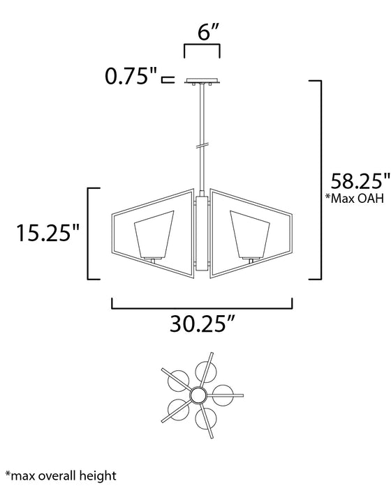 Maxim Oblique 5-Light Chandelier Model: 26355SWGLDBK