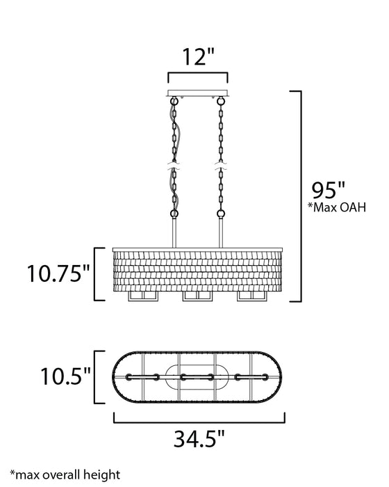 Maxim Glamour 6-Light Linear Chandelier Model: 26368CHPGLD