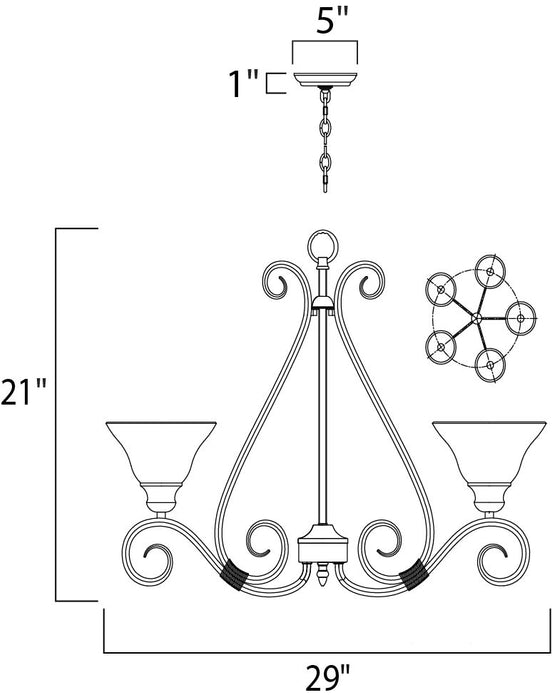 Maxim Pacific 5-Light Chandelier Model: 2655MRKB