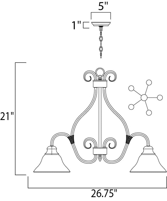 Maxim Pacific 5-Light Chandelier Model: 2657MRKB