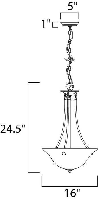 Maxim Malaga 3-Light Invert Bowl Pendant Model: 2682MROI