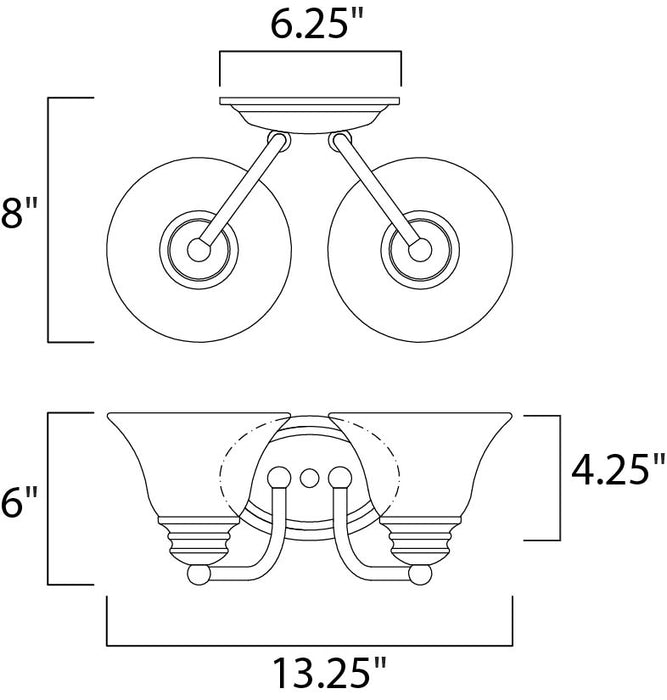 Maxim Malaga 2-Light Bath Vanity Model: 2687MRSN