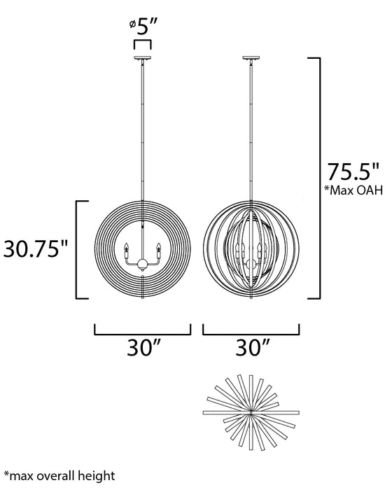 Maxim Radial 5-Light Pendant Model: 28675BKGLD