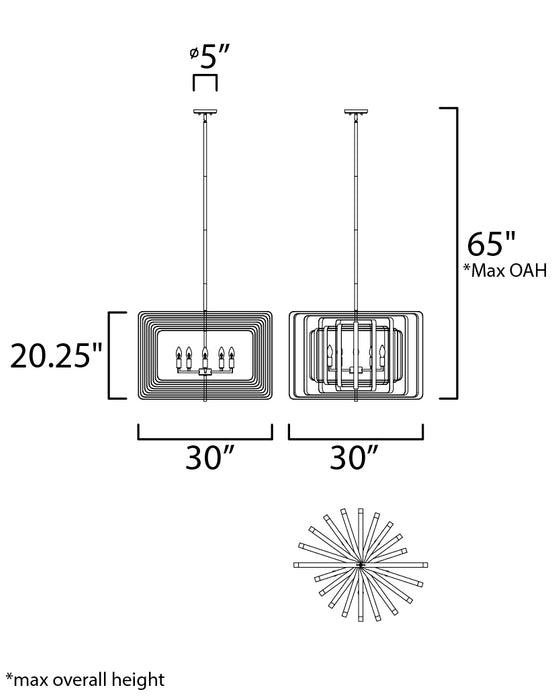 Maxim Radial 5-Light Pendant Model: 28677BKGLD