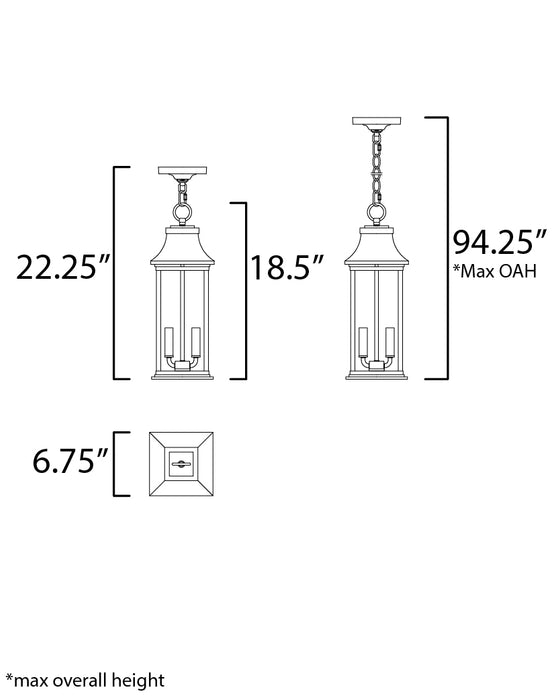 Maxim Vicksburg 2-Light Outdoor Hanging Lantern Model: 30029CLBK